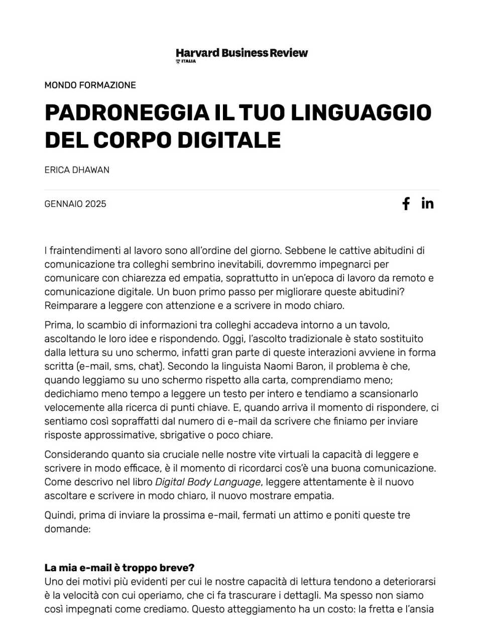 Padroneggia il tuo linguaggio del corpo digitale